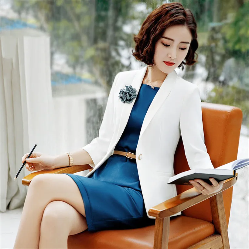 

New Style autumn Formal Women Jacket Uniform solid color Business Femme Blazer temperament Office elegant Dress Suit Plus Size