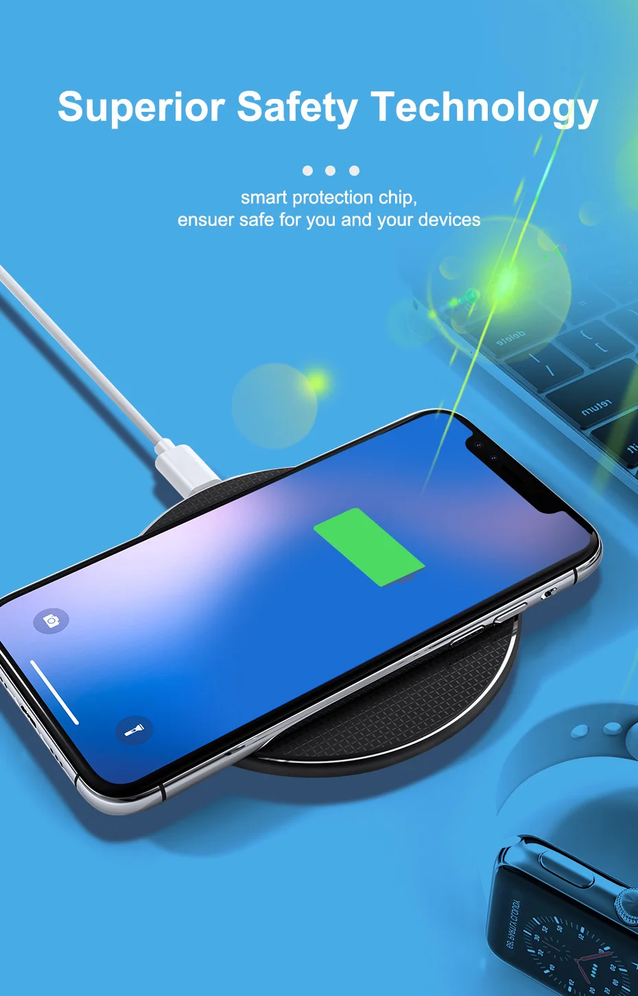 Олаф 10 Вт Быстрое беспроводное зарядное устройство для samsung Galaxy S10 S9/S9+ S8 Note 10 USB Qi зарядное устройство для iPhone 11 Pro XS Max XR X 8 Plus