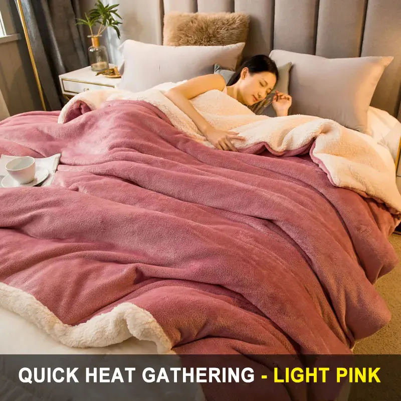 Wool Throw Blanket Keep Warm Winter Bed Blankets Double Sided Queen Duvet  Cover Camping Double Bed Cover Bedspread on the bed - AliExpress