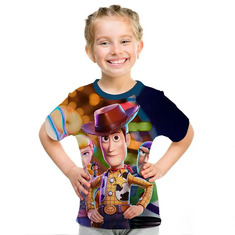 Популярный аниме История игрушек 3D estampado Nio moda nios desgaste amaderado Cool abrigo camiseta Buzz Lightyear nios ropacortamanga