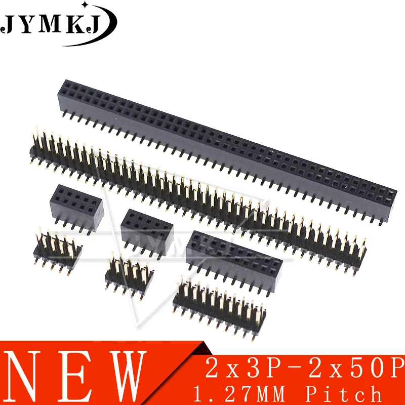 

10PCS SMD SMT 2*2/3/4/5/6/7/8/9/10/12/16/20/40/ PIN double Row Male Female Pin Header 1.27MM Pitch Strip Connector