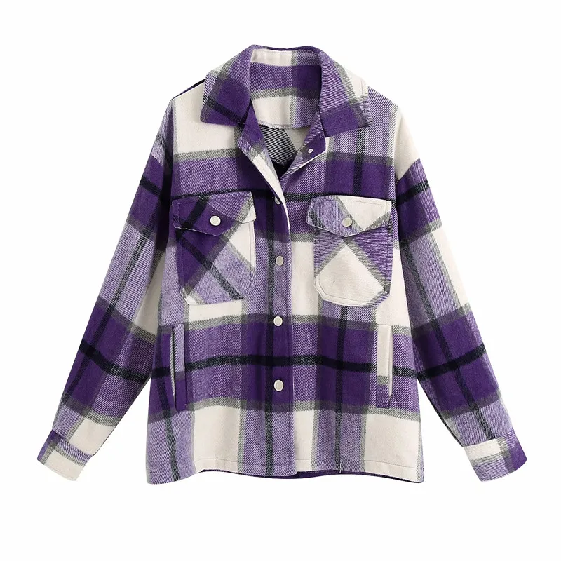 Women's purple plaid jacket Clearance