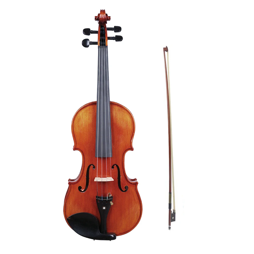 

4/4 Acoustic Violin Fiddle Spruce Wood Front Board Flame Maple Backboard for Beginner Performer with Violin Shoulder Rest