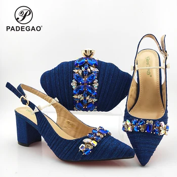 

2020 Special Arrivals Italian Design Italian Women Shoes and Bag to Match in Blue Color Nigerian Lady Shoes and Bag Set