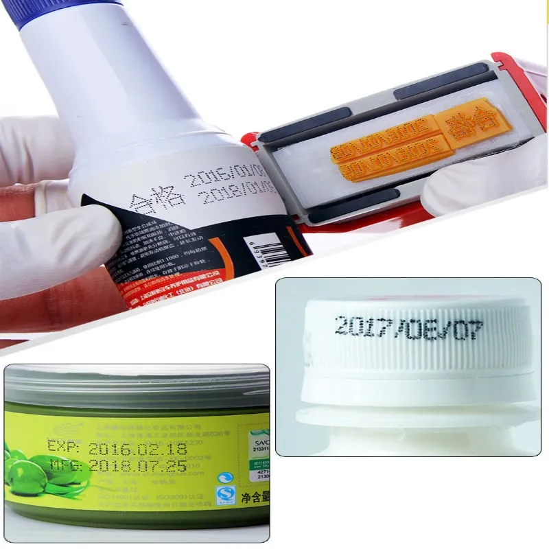 10 Cotton Pads Or 1Pc Expiration Number Printer Production Date Code Tools Manual Lot Mark Printing Machine Metal Wood Bottle