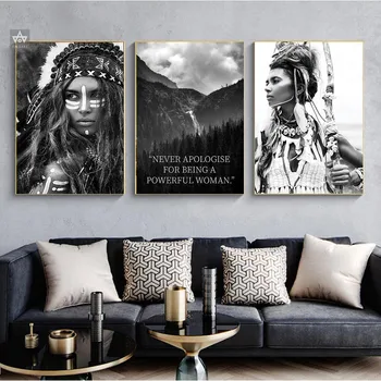 

Fashion Strong Warrior Woman Powerful Quote Poster Nordic Canvas Wall Art Print Black and White Painting Decorative Scandinavian