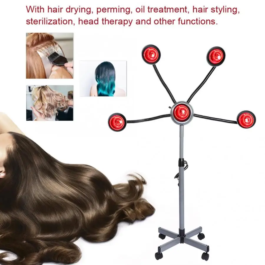 Infrared 5 Heads Hairdressing Skin Beauty Heat Lamp Hair Dyeing Perming Oil Treatment Care Hair