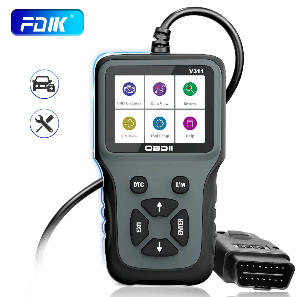 Fdik obd2 scanner v311 leitor de código ferramenta diagnóstico do carro verificação motor luz teste herramientas pk elm327