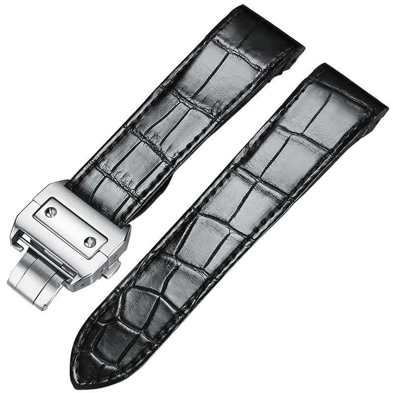Watchband Alligator Crocodile Grain Leather Watch Band Wristwatch Strap Black Brown 20mm 23mm Men Women Watch Belt - Цвет ремешка: KDY-S-AAA01