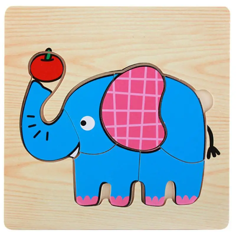 Elephant Деревянная настольная игра-головоломка в виде животных, детские развивающие игрушки для детей 1, 3, 6 лет - Цвет: Elephant