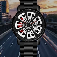 SANDA Hollow tallado creativo Hardlex Mirror Watch para hombre, relojes de pulsera deportivos de cuarzo, resistentes al agua