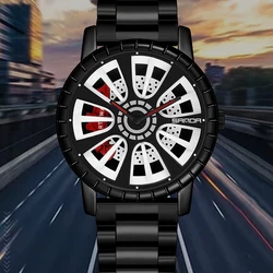 SANDA Hollow tallado creativo Hardlex Mirror Watch para hombre, relojes de pulsera deportivos de cuarzo, resistentes al agua