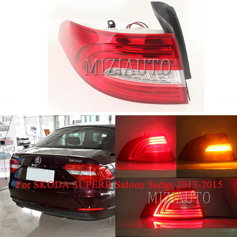 

MIZIAUTO Rear tail light outer side For SKODA SUPERB Saloon Sedan 2013-2015 Warning Light Brake Light Rear Bumper Light