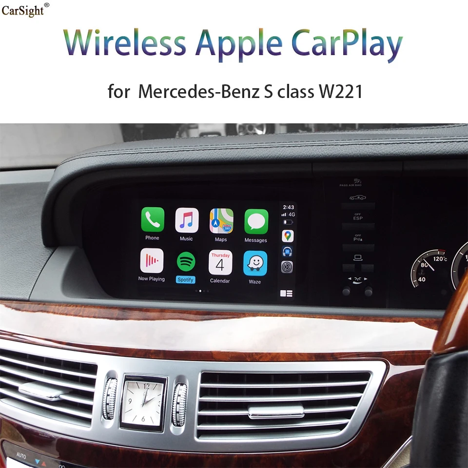 Автомобильный видеоинтерфейс с Apple CarPlay для Mercedes NTG3.5 S класс W221 отображение