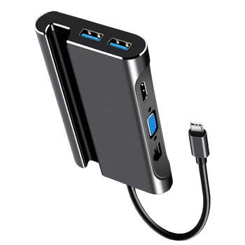 

7 in 1 Type C Hub for Pro Huawei Matebook Laptop Smartphone VGA PD LAN USB 3.0 to HDMI Docking Station