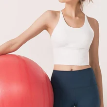 Гибкий Спортивный бюстгальтер с крестиком, топы для фитнеса, женские мягкие нейлоновые топы для бега, йоги, тренажерного зала, гладкие спортивные майки для бега, топы для тренировок