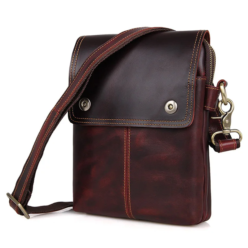 

JMD MEN'S Single-shoulder Bag Retro Horse Leather Crossbody Bag Primary Color Primitive Simplicity Small Bag 1006