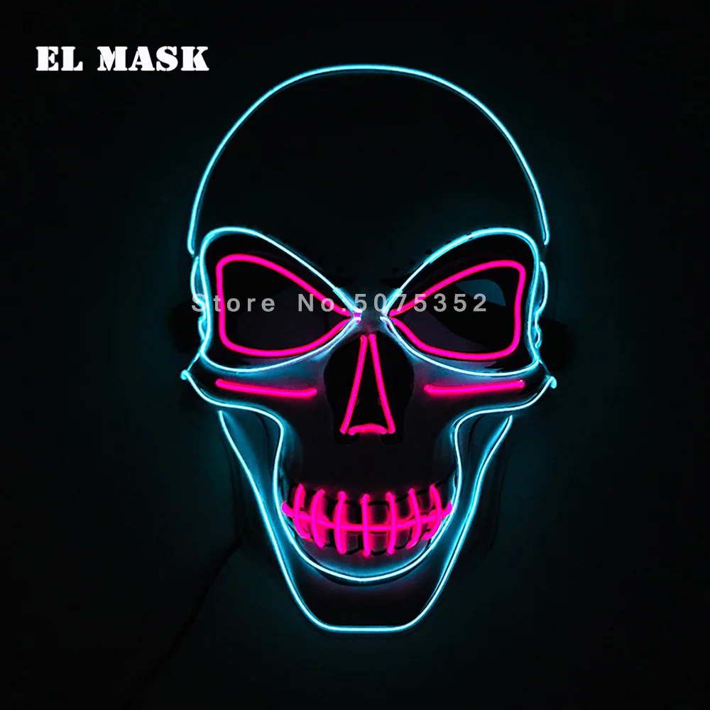 Костюм реквизит неоновая светодиодная светящаяся Джокер маска карнавальный фестиваль светильник EL Wire маска японская лиса маска украшения на Хэллоуин, Рождество - Цвет: Design-E
