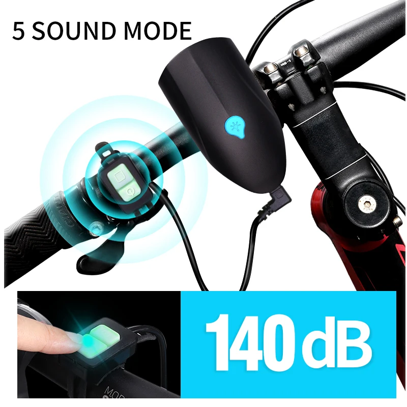  USB Bicycle Bike Bell140db Electric Bicycle Horn Alarm Bell Bike Light Bike front light Multifuncti