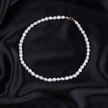 

Handmade 100% Natural Freshwater Pearl Necklace 38cm Choker Necklace Jewelry for Women