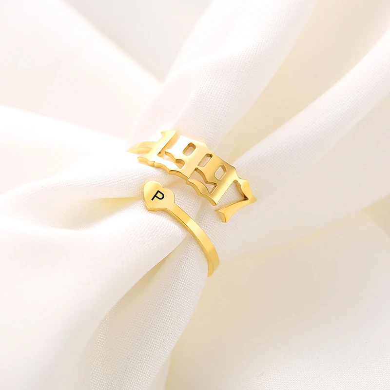 Мужское кольцо с надписью ABC enitial Heart Anillos Mujer ювелирное изделие подарок на осень