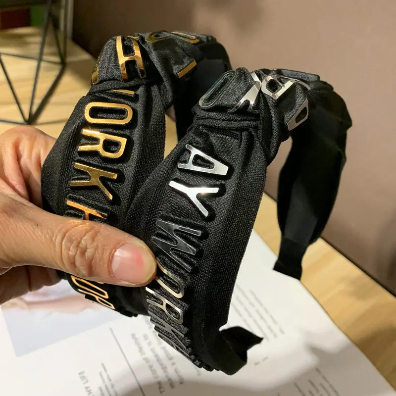 

Аксессуары для волос, широкосторонняя, Трехмерная лента с буквами, ободок для волос с узлом, искусственная кожа, женская