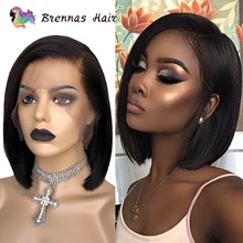 Special Offers Short bob 13x6 lace wig natural black color side part straight bob lace front wig baby hair human non Remy hair for black women Special Offers Short bob 13x6 lace wig natural black color side part straight bob lace front wig baby hair human non Remy hair for black women