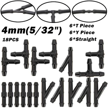 18Pcs Universal Wiper Washer Nozzle Hose Tubing Joiner Pipe Connector T Piece Straight Tee 3 Way Y Piece Air Fuel Water Petrol 1