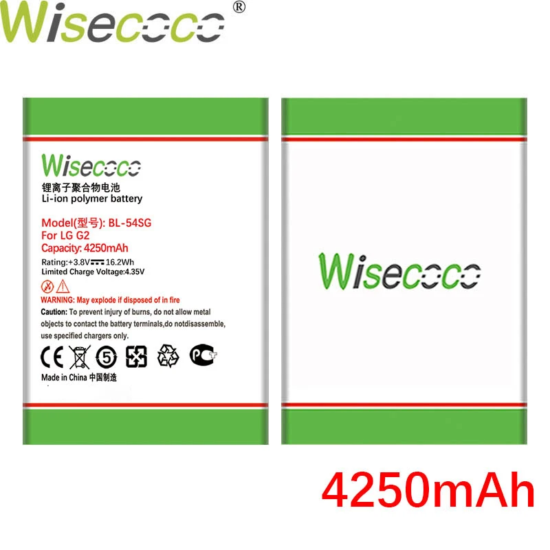 Wisecoco BL 54SG ( 54SH ) 4250 мА/ч новый Батарея для LG G2 F320 F340L H522Y 2610 F260 D728 D729 H778 H779 D722 lg 90