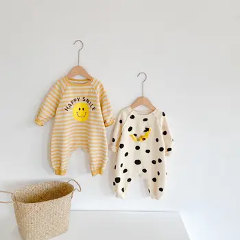 

2020 Baby Romper Dot Pattern Banana Striped Long Sleeve Fleece Including Sweet Infant Clothing