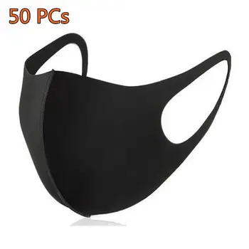 

50pcs Fashion Washable Black Mouth Mask Reusable Breathable Mouth Mask Unisex Black Color Soft Face Mask Fast delivery Hot Sale
