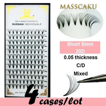 

4 cases/lot MASSCAKU Eyelash Extensions 20D Premade Volume EyeLashes false eyelashes 0.05mm C D curl soft and natural faux Mink