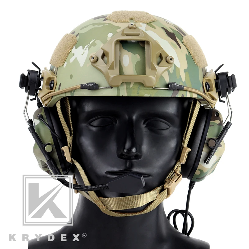 KRYDEX Tactical Headset Micphone Rail Adapter for FAST MICH Helmet Dark Earth 