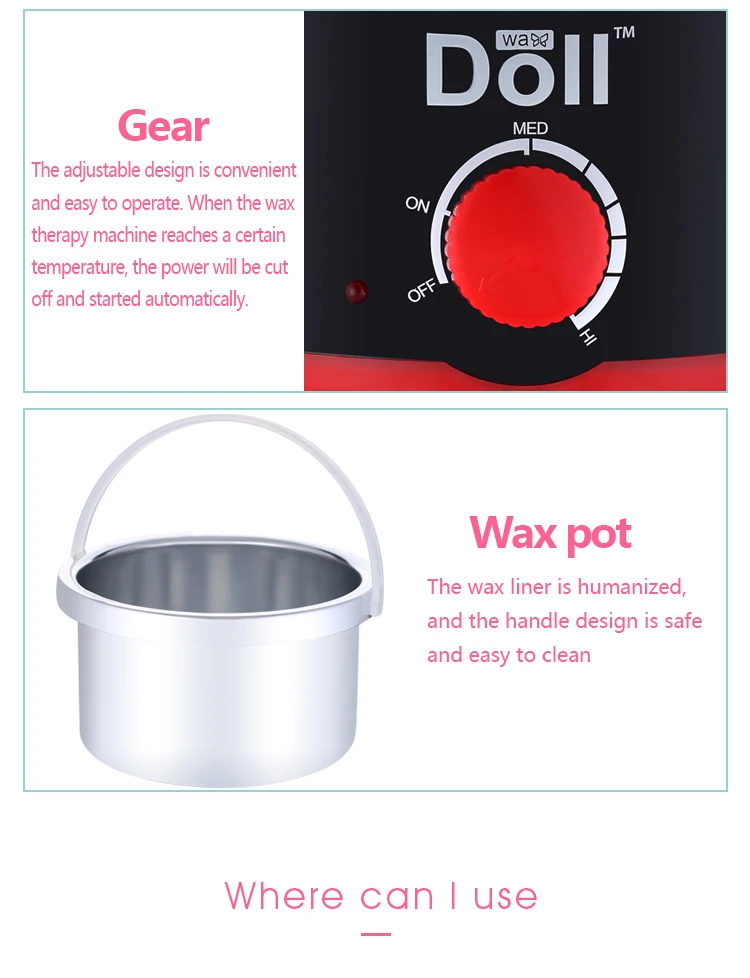 Doll Wax 500cc Black-Red  CE RoHS Certificated  Wax Warmer Wax Heater Black-Red