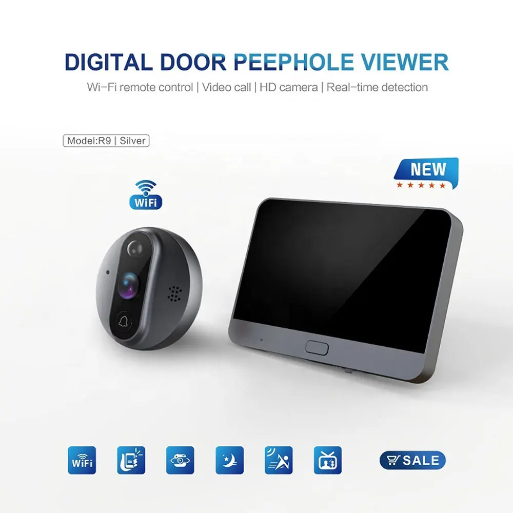 Support tuya peephole 1080p camera wireless audio doorbell wifi 4.3 inch touch screen video intercom system