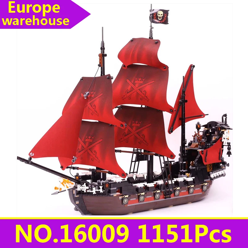 Lepinblocks 16006 16009 queen Anne Revenge Caribbean черный жемчуг Пираты корабль строительные блоки Набор игрушек король кирпичи детский подарок