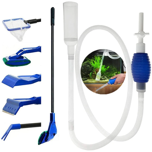 Aquarium Fish Tank Cleaning Kit Algae Scrapers Set,Fish Tank Gravel Cleaner  - Siphon Vacuum for Water