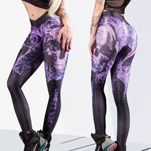 Женские модные брюки для девочек с принтом черепа, узкие штаны для фитнеса, бега, длинные штаны для бега, S/M/L/XL