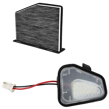

2Pcs Led Side Under Mirror Puddle Light Lamp for Cc 12-14 Eos Passat B7 & 1x Car Air Conditioner Filter Air Filter
