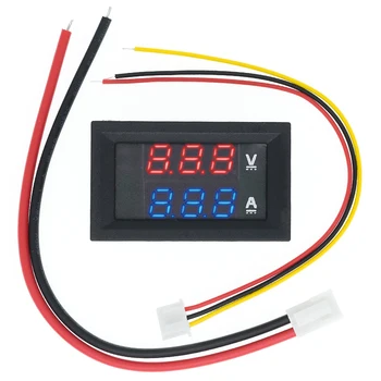 

DC 0-100V 10A Digital Voltmeter Ammeter Dual Display Voltage Detector Current Meter Panel Amp Volt Gauge 0.28" Red Blue LED