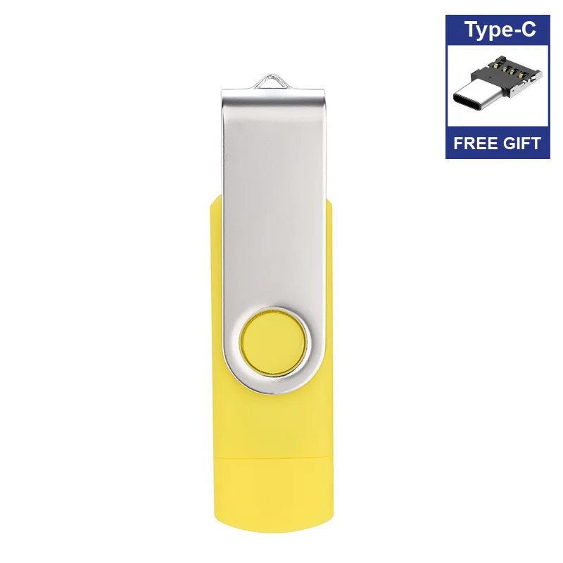 Подарочный адаптер type-C OTG 2 в 1 USB флэш-накопитель 16 ГБ 8 ГБ Флешка 32 Гб 64 Гб 128 ГБ флеш-накопитель U диск 1 ТБ 2 ТБ usb
