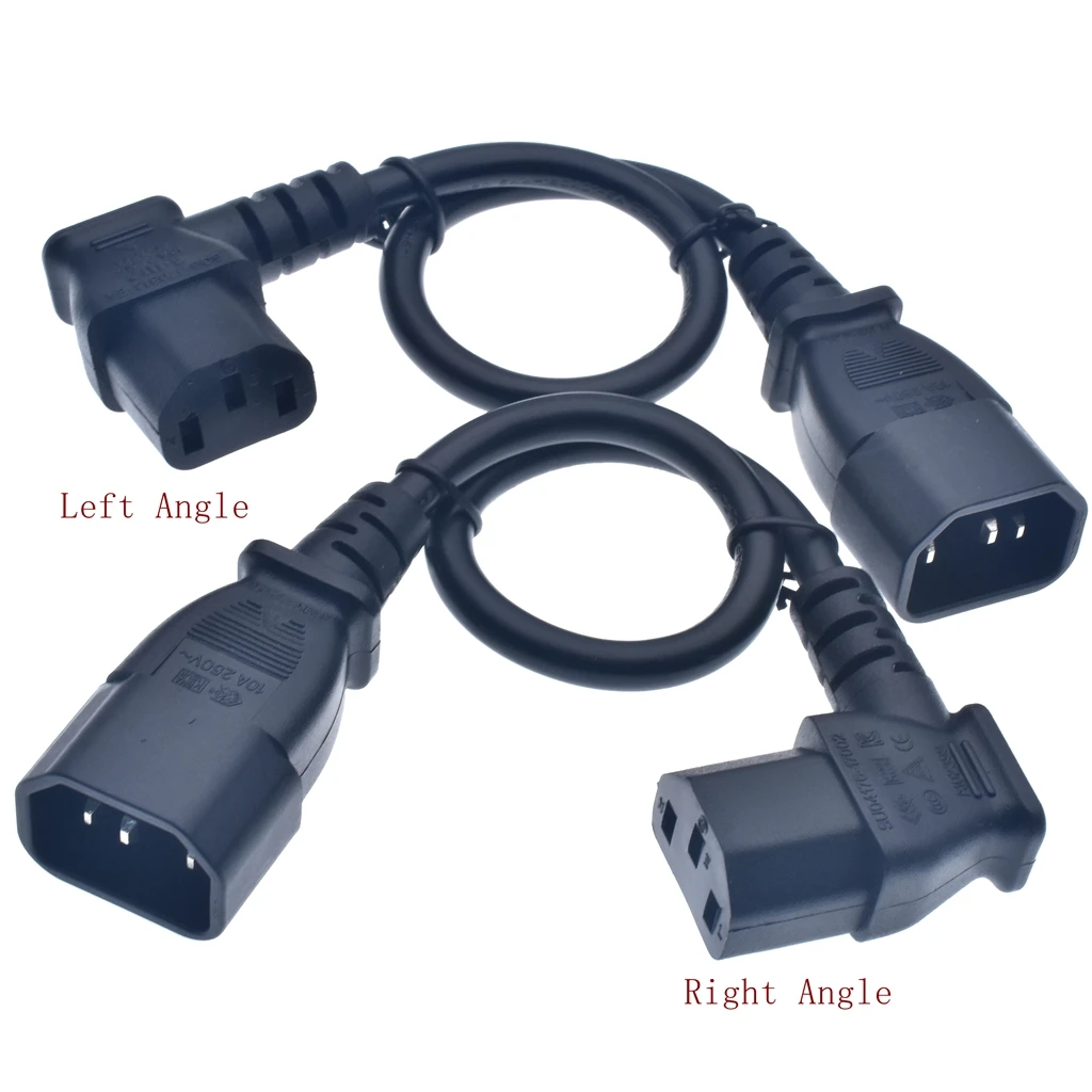 IEC60320 C13 Angle Converter Angle Extension Cable C13 to C14 PDU Up Down Right Angle Power Cables Male to Female AC Power Cord — view 2