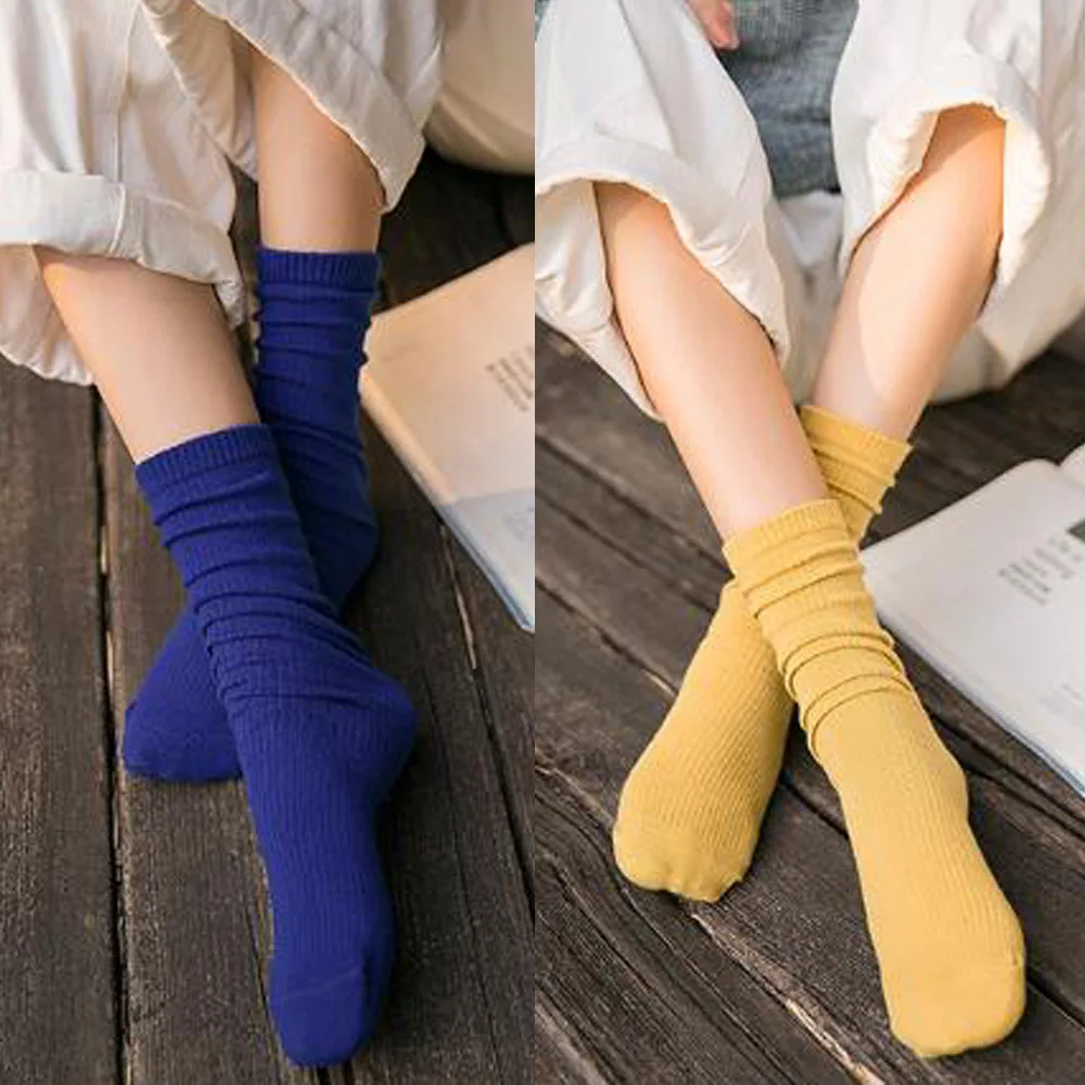 Women's Socks Japanese Cotton Multi colors Cute long rib soft high quality loose for Girl Christmas Gift k122 | Женская одежда