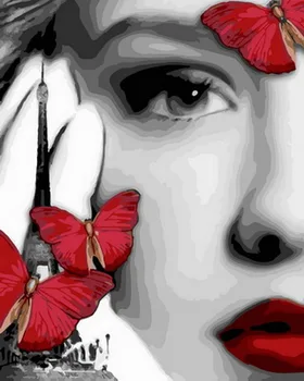 

Unframe diy oil picture oil paintings by numbers figure painting paint by number for home decor 4050cm lady with butterfly