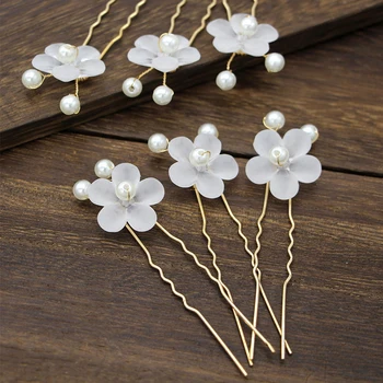 

6Pcs/set Pearl Flower U-shaped Pin Hairpin Bridal Tiara Hair Accessories Wedding Hairstyle Design Tools Disk Hair Hair Accessory