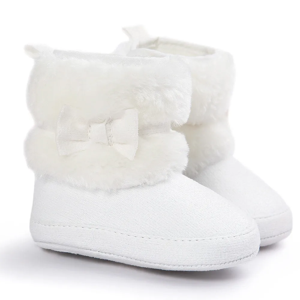 Детские ботиночки с бантом; теплые зимние ботинки на мягкой подошве; обувь для новорожденных; мягкая детская обувь для малышей; Прямая поставка