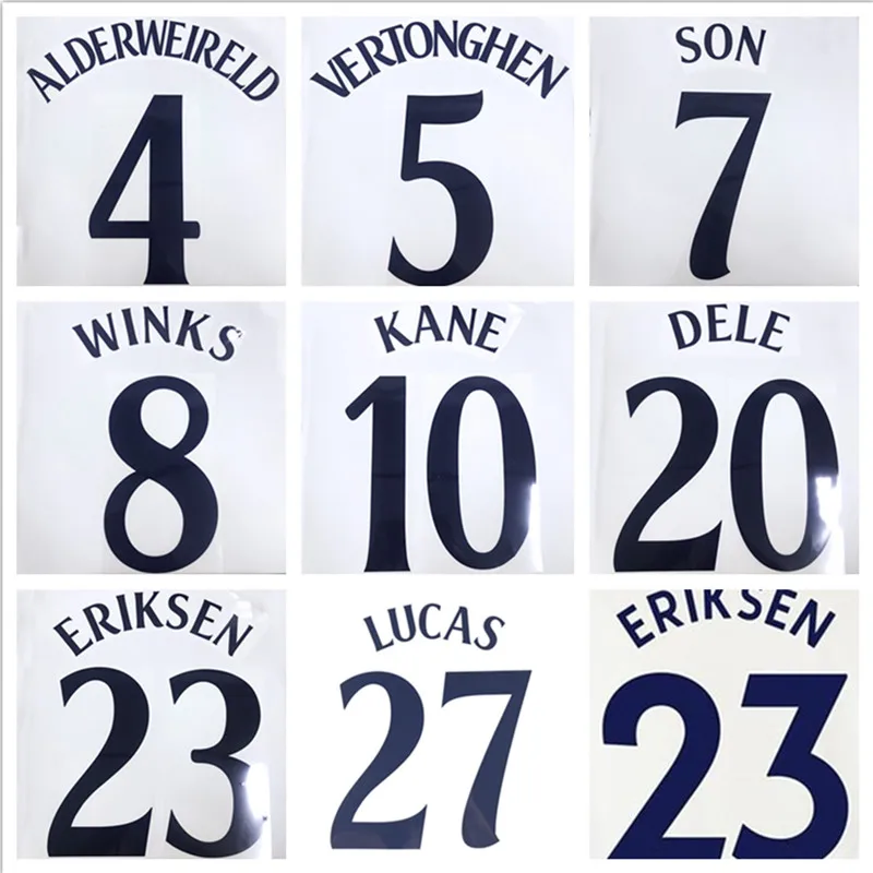 

2018-19-20 KANE SON ERIKSEN DELE LUCAS VERTONGHEN LLORIS WINKS ALDERWEIRELD custom namesets football badges patch