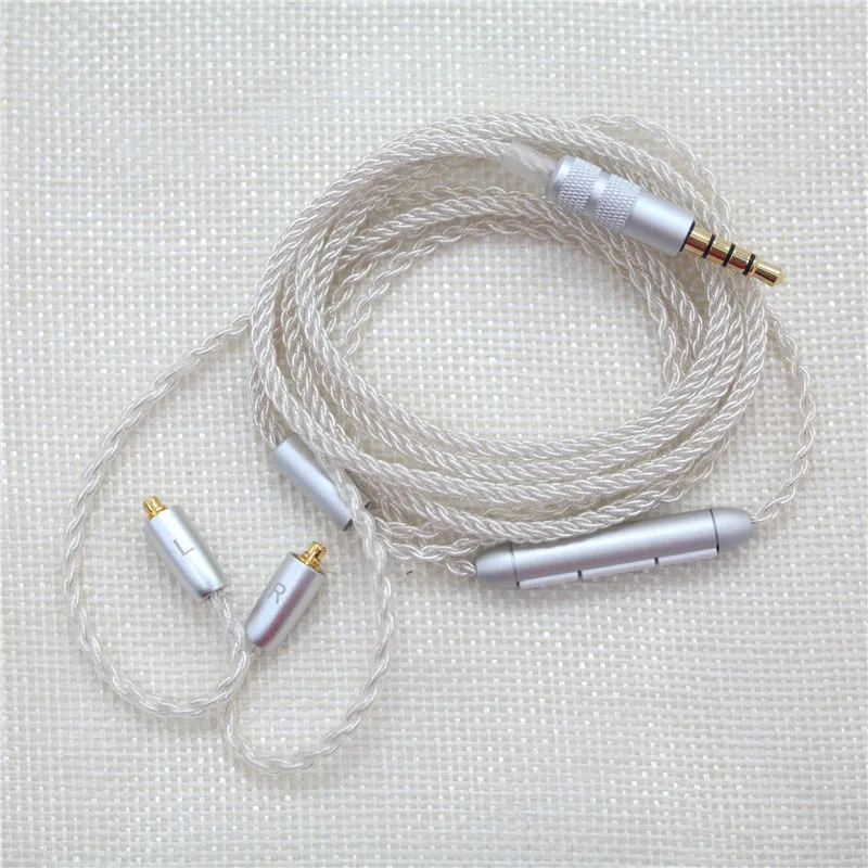 Type C 3.5mm silver plated earphone MMCX cable wire with Mic volume control for Shure SE215/SE315/SE425/SE535/SE846 UE900 - Color: 3.5mm white