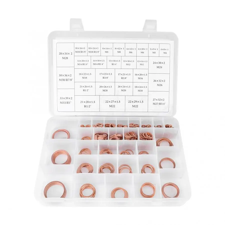

Stainless Steel Washers ( 568Pcs) 30 Sizes Metric Copper Washers Assortment Flat Ring Variety Set Kit with Plastic Box
