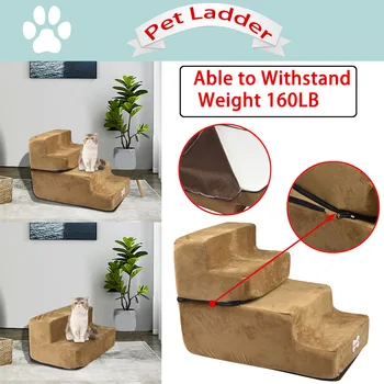 

High-density Sponge Pet Stair Washable Microfiber Cover Non-slip Bottom 4 Steps Pet Bed Mat For Dog Puppy House For Cat